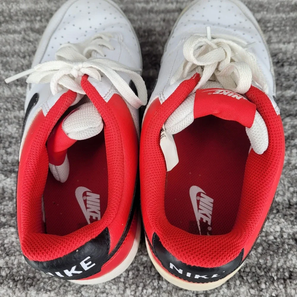 Nike Court Vision Low Mens White Red Black Leather Sneakers Shoes Size 10‎